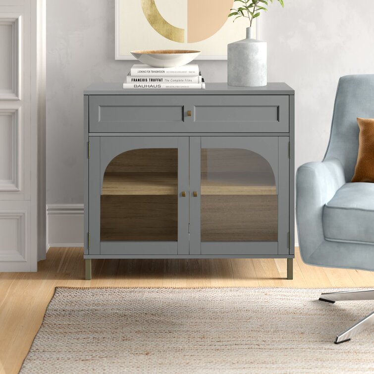 Gray accent cabinet on sale with doors